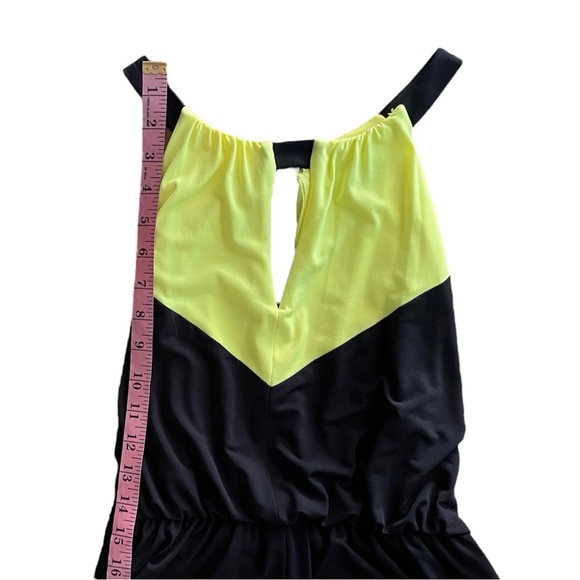 VINCE CAMUTO Black White Yellow Halter Dress Sz 2 Maxi Lined (see measurements) - Picture 5 of 8